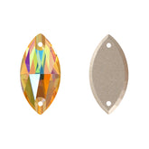 Light Topaz Shimmer Navette Shape High Quality Glass Sew-on Rhinestones WholesaleRhinestone